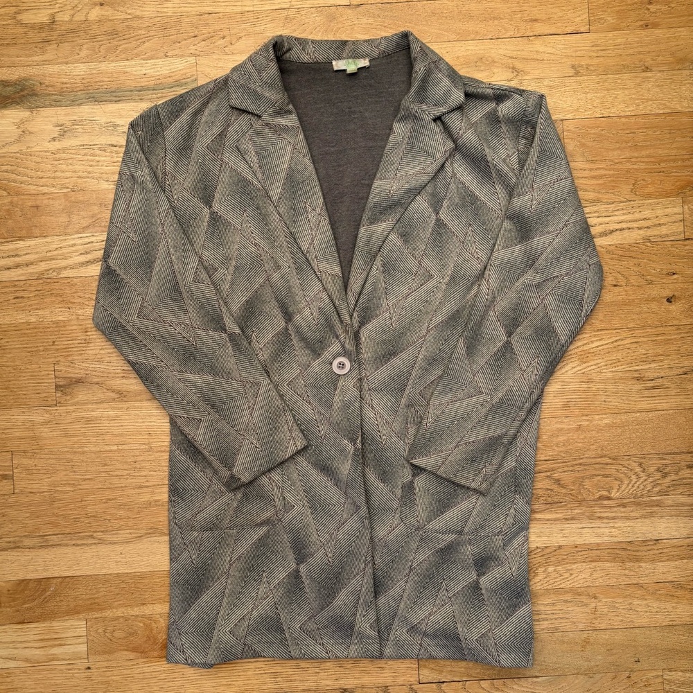 Jade Grey and Red Modern Geometric Single Breasted Blazer
